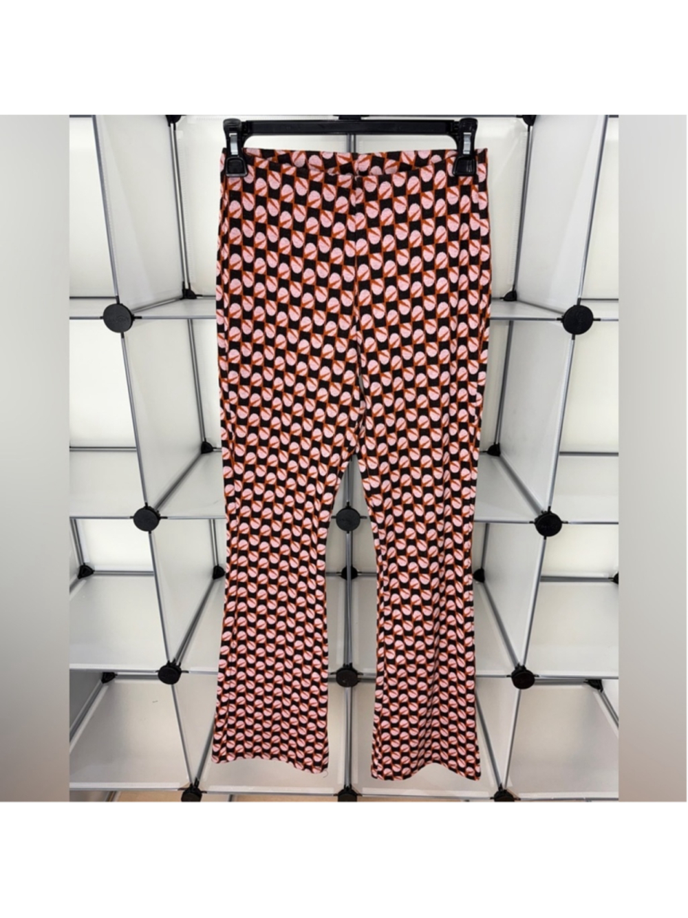 Zara Women's Printer Loose Flare Pants Size S Black/Orange